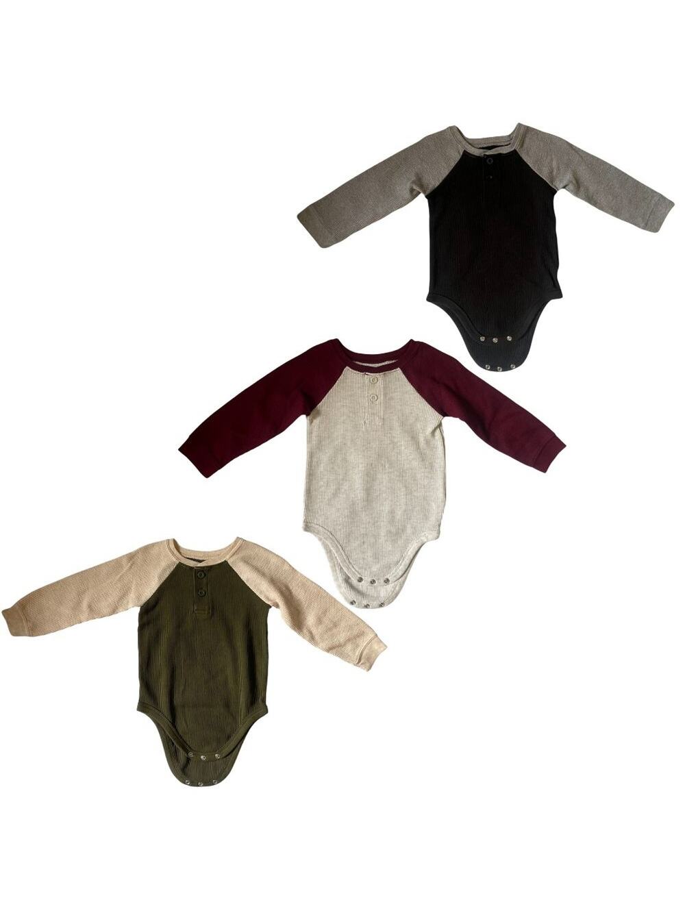 Toddler Boys Raglan Bodysuit 24M 3-Pc Long Sleeves Crewneck Snap/Button-up